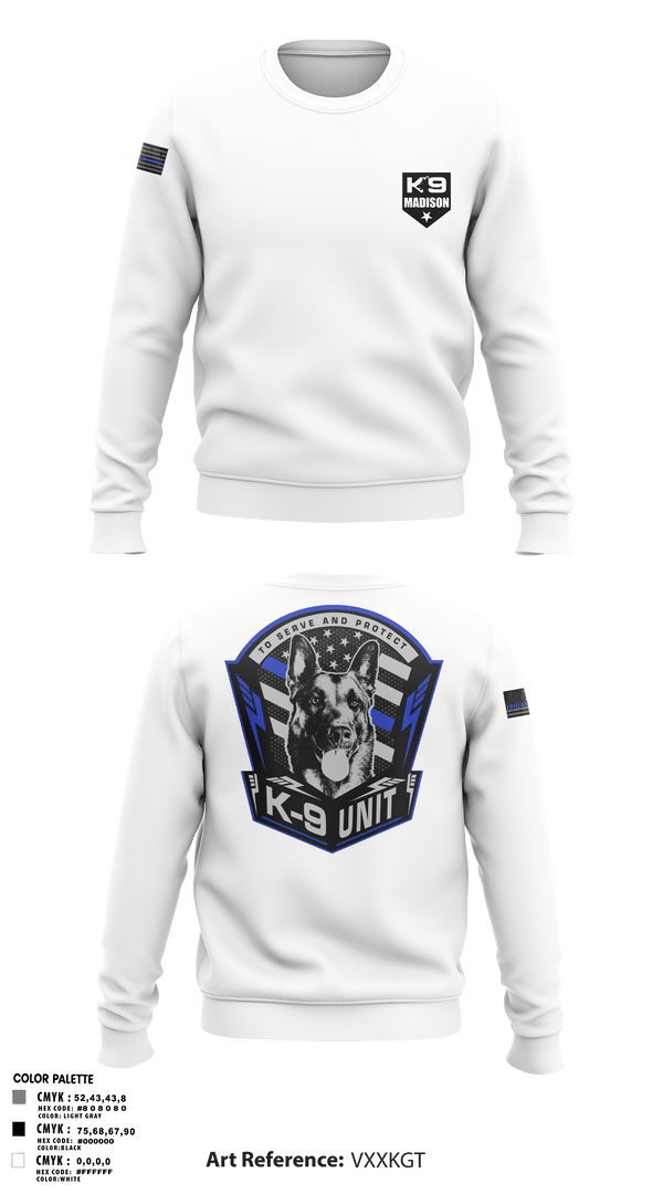 Crew Neck Sweatshirt, K-9, , Teamtime, Team time, sublimation, custom sports apparel, team uniforms, spirit wear, spiritwear, sports uniforms, custom shirts, team store, custom team store, fundraiser sports, apparel fundraiser