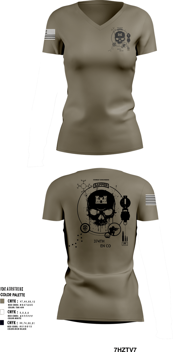 Women's Short Sleeve Vneck Shirt, 374TH CECI, Army, Teamtime, Team time, sublimation, custom sports apparel, team uniforms, spirit wear, spiritwear, sports uniforms, custom shirts, team store, custom team store, fundraiser sports, apparel fundraiser