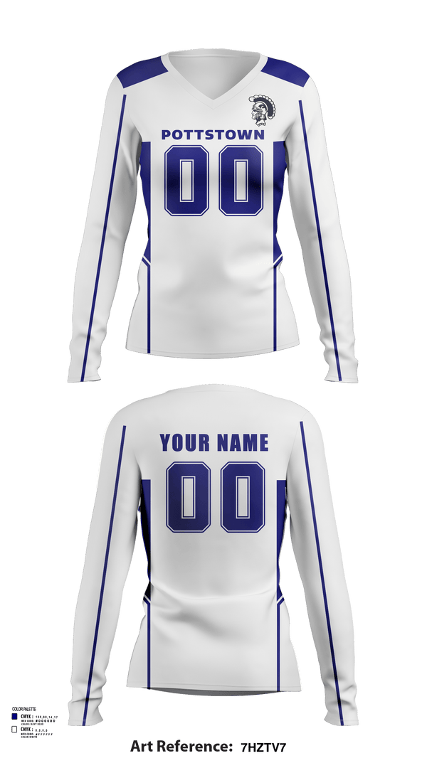 Women's Long Sleeve Vneck Shirt, Pottstown High School Volleyball, Women's Volleyball, Teamtime, Team time, sublimation, custom sports apparel, team uniforms, spirit wear, spiritwear, sports uniforms, custom shirts, team store, custom team store, fundraiser sports, apparel fundraiser