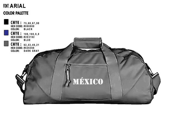 Duffle Bag, México, Army, Teamtime, Team time, sublimation, custom sports apparel, team uniforms, spirit wear, spiritwear, sports uniforms, custom shirts, team store, custom team store, fundraiser sports, apparel fundraiser