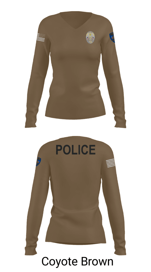 Women's Long Sleeve Vneck Shirt, Miami Police Department, Police, Teamtime, Team time, sublimation, custom sports apparel, team uniforms, spirit wear, spiritwear, sports uniforms, custom shirts, team store, custom team store, fundraiser sports, apparel fundraiser