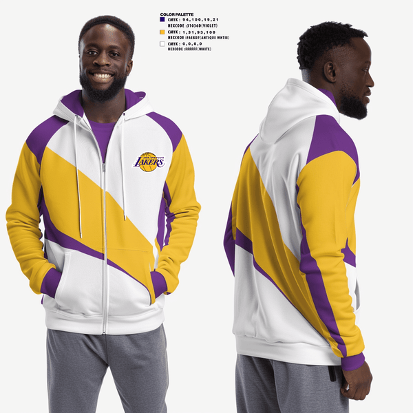 Zip Hoodie, Los angles lakers, Men's Basketball, Teamtime, Team time, sublimation, custom sports apparel, team uniforms, spirit wear, spiritwear, sports uniforms, custom shirts, team store, custom team store, fundraiser sports, apparel fundraiser