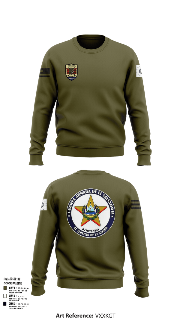 Crew Neck Sweatshirt, Battallion Nonualco, Army, Teamtime, Team time, sublimation, custom sports apparel, team uniforms, spirit wear, spiritwear, sports uniforms, custom shirts, team store, custom team store, fundraiser sports, apparel fundraiser