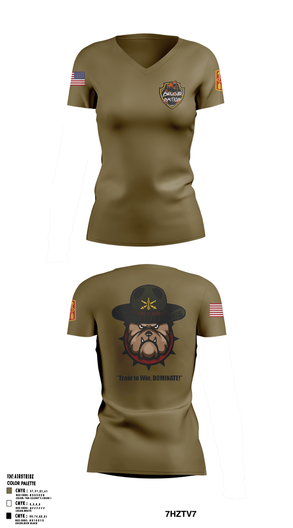 Women's Short Sleeve Vneck Shirt, Bravo Bulldawgs, Army, Teamtime, Team time, sublimation, custom sports apparel, team uniforms, spirit wear, spiritwear, sports uniforms, custom shirts, team store, custom team store, fundraiser sports, apparel fundraiser