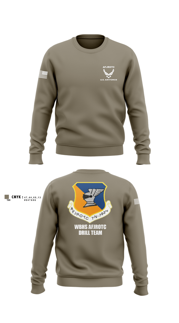 Crew Neck Sweatshirt, WBHS AFJROTC, Air Force, Teamtime, Team time, sublimation, custom sports apparel, team uniforms, spirit wear, spiritwear, sports uniforms, custom shirts, team store, custom team store, fundraiser sports, apparel fundraiser