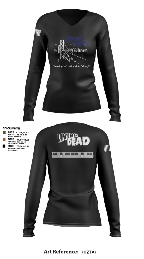 Women's Long Sleeve Vneck Shirt, Inversed CrewBART PD Fugitive Task Force, Police, Teamtime, Team time, sublimation, custom sports apparel, team uniforms, spirit wear, spiritwear, sports uniforms, custom shirts, team store, custom team store, fundraiser sports, apparel fundraiser