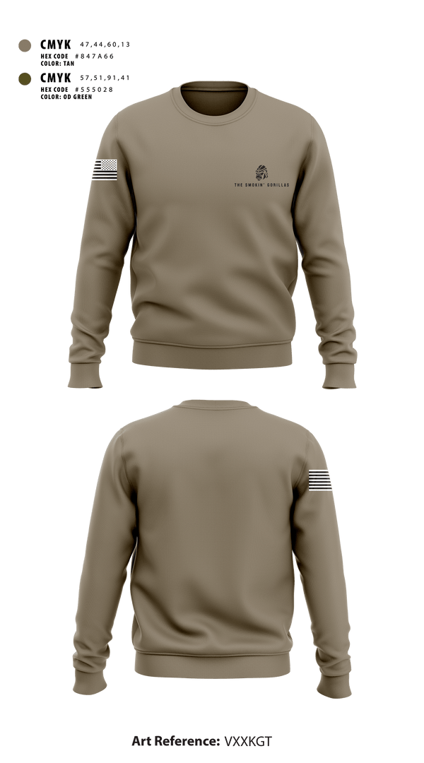 Crew Neck Sweatshirt, The Smokin' Gorillas, Space Force, Teamtime, Team time, sublimation, custom sports apparel, team uniforms, spirit wear, spiritwear, sports uniforms, custom shirts, team store, custom team store, fundraiser sports, apparel fundraiser