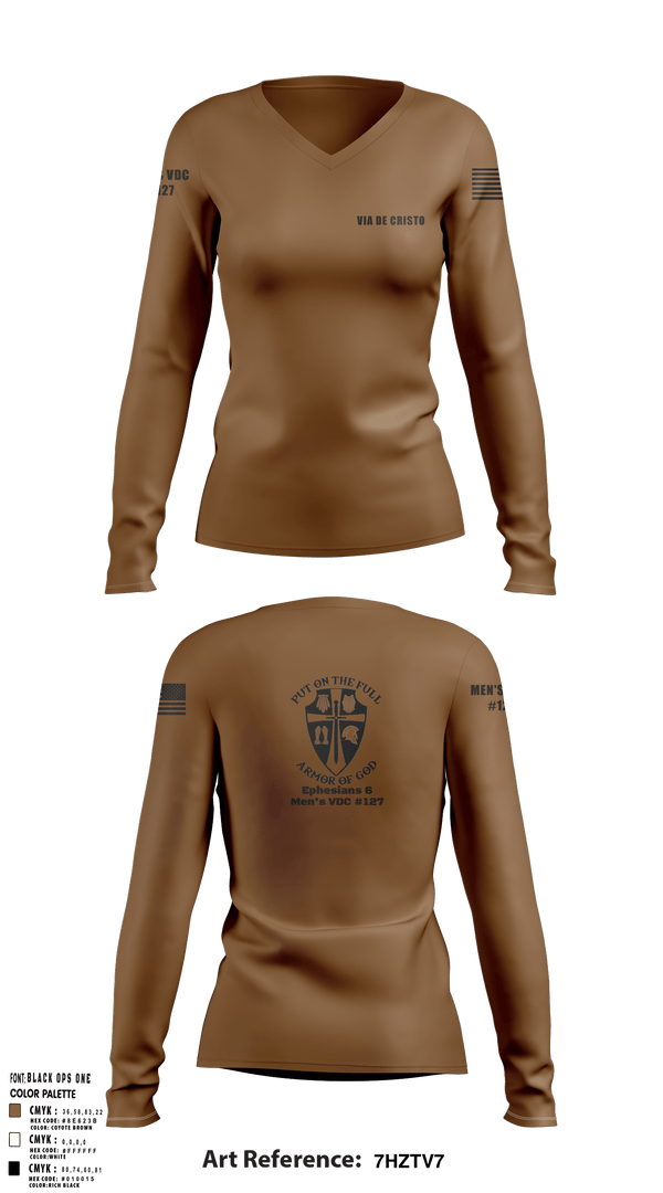 Women's Long Sleeve Vneck Shirt, Service AideService AideVia De Cristo, , Teamtime, Team time, sublimation, custom sports apparel, team uniforms, spirit wear, spiritwear, sports uniforms, custom shirts, team store, custom team store, fundraiser sports, apparel fundraiser
