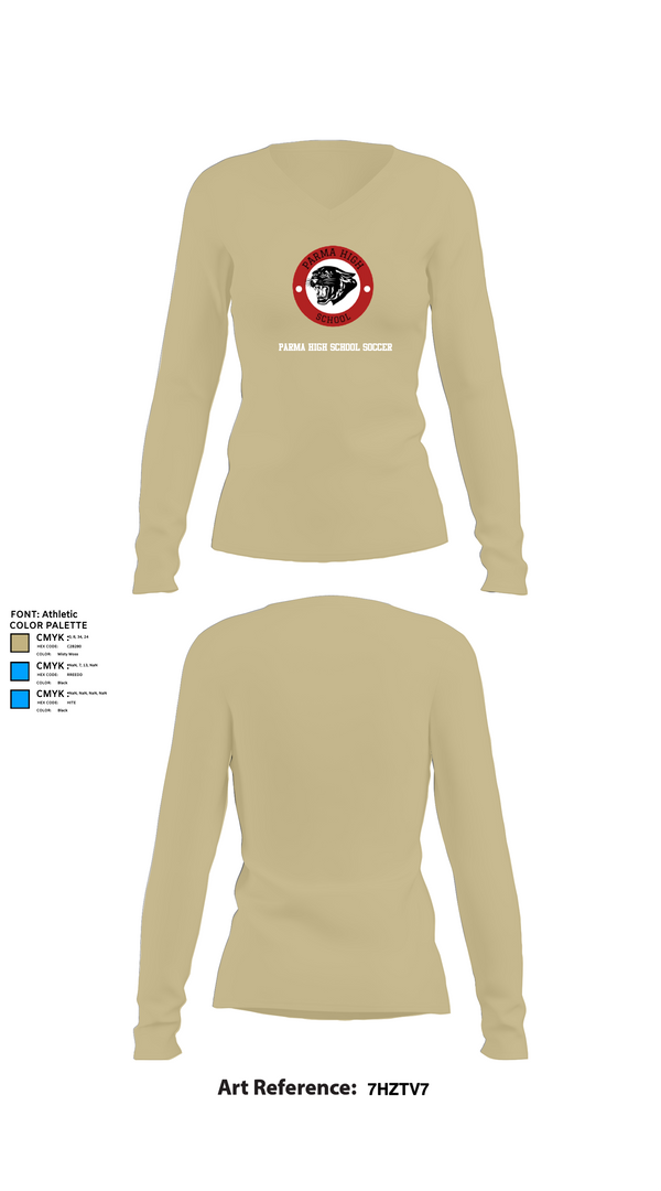 Women's Long Sleeve Vneck Shirt, Parma High School Soccer, Women's Soccer, Teamtime, Team time, sublimation, custom sports apparel, team uniforms, spirit wear, spiritwear, sports uniforms, custom shirts, team store, custom team store, fundraiser sports, apparel fundraiser