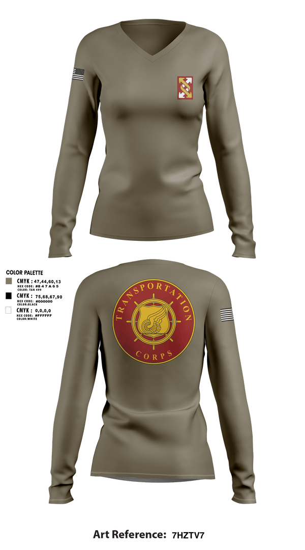 Women's Long Sleeve Vneck Shirt, 993rd Transportation Company, Army, Teamtime, Team time, sublimation, custom sports apparel, team uniforms, spirit wear, spiritwear, sports uniforms, custom shirts, team store, custom team store, fundraiser sports, apparel fundraiser