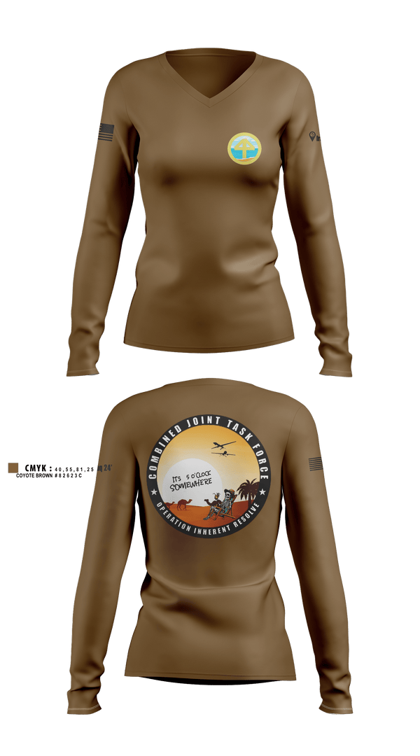 Women's Long Sleeve Vneck Shirt, 44IBCT HHC44IBCT, Army, Teamtime, Team time, sublimation, custom sports apparel, team uniforms, spirit wear, spiritwear, sports uniforms, custom shirts, team store, custom team store, fundraiser sports, apparel fundraiser
