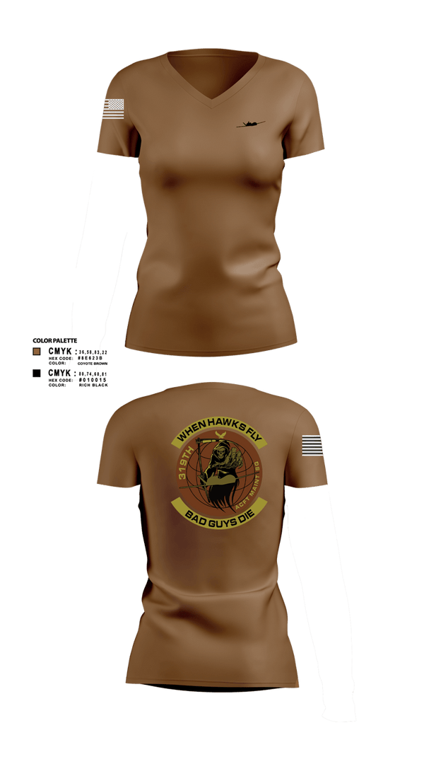 Women's Short Sleeve Vneck Shirt, 319th Maintenance Squadron, Air Force, Teamtime, Team time, sublimation, custom sports apparel, team uniforms, spirit wear, spiritwear, sports uniforms, custom shirts, team store, custom team store, fundraiser sports, apparel fundraiser