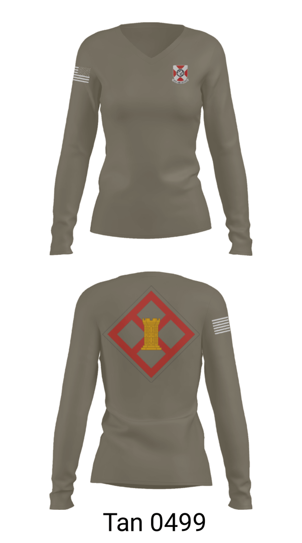 Women's Long Sleeve Vneck Shirt, 322 EN CO, Army, Teamtime, Team time, sublimation, custom sports apparel, team uniforms, spirit wear, spiritwear, sports uniforms, custom shirts, team store, custom team store, fundraiser sports, apparel fundraiser