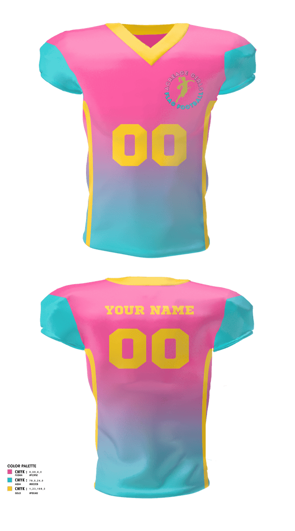 Football Jersey, Acreage Girls Flag Football, Football, Teamtime, Team time, sublimation, custom sports apparel, team uniforms, spirit wear, spiritwear, sports uniforms, custom shirts, team store, custom team store, fundraiser sports, apparel fundraiser