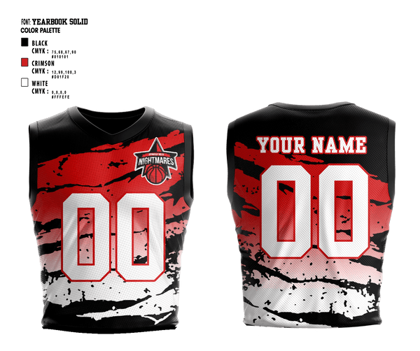 Mens Basketball Jersey, Springfield nightmares, Men's Basketball, Teamtime, Team time, sublimation, custom sports apparel, team uniforms, spirit wear, spiritwear, sports uniforms, custom shirts, team store, custom team store, fundraiser sports, apparel fundraiser