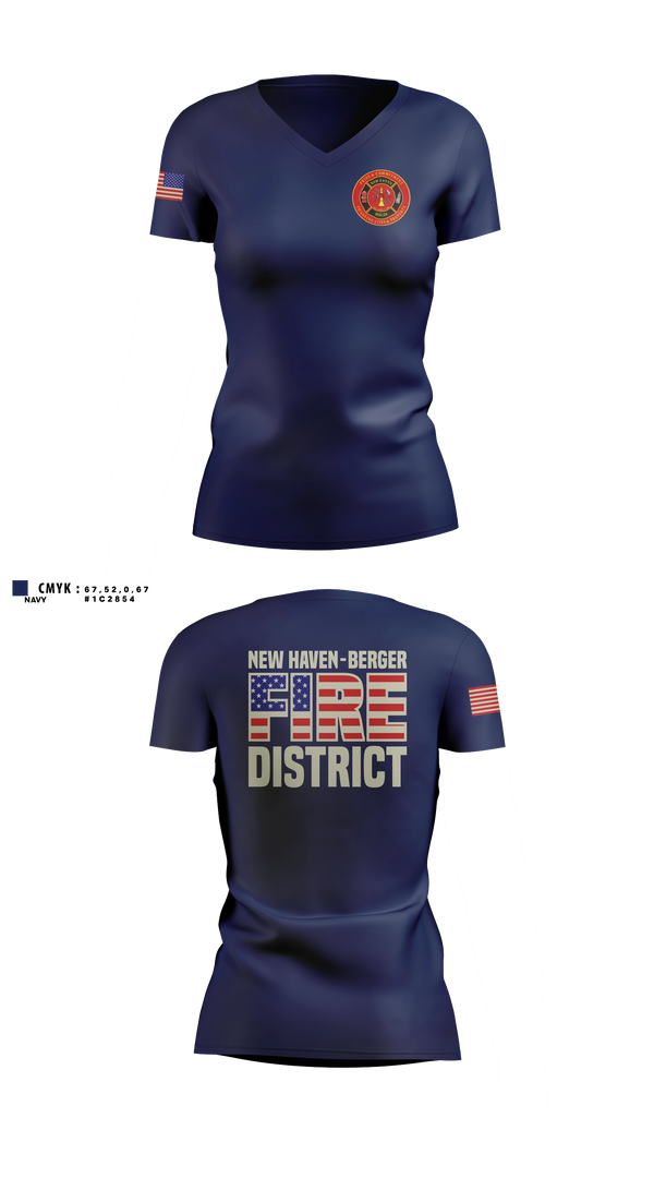 NEW HAVEN - BERGER FIRE DISTRICT Women's Short Sleeve V-neck Shirt - 11