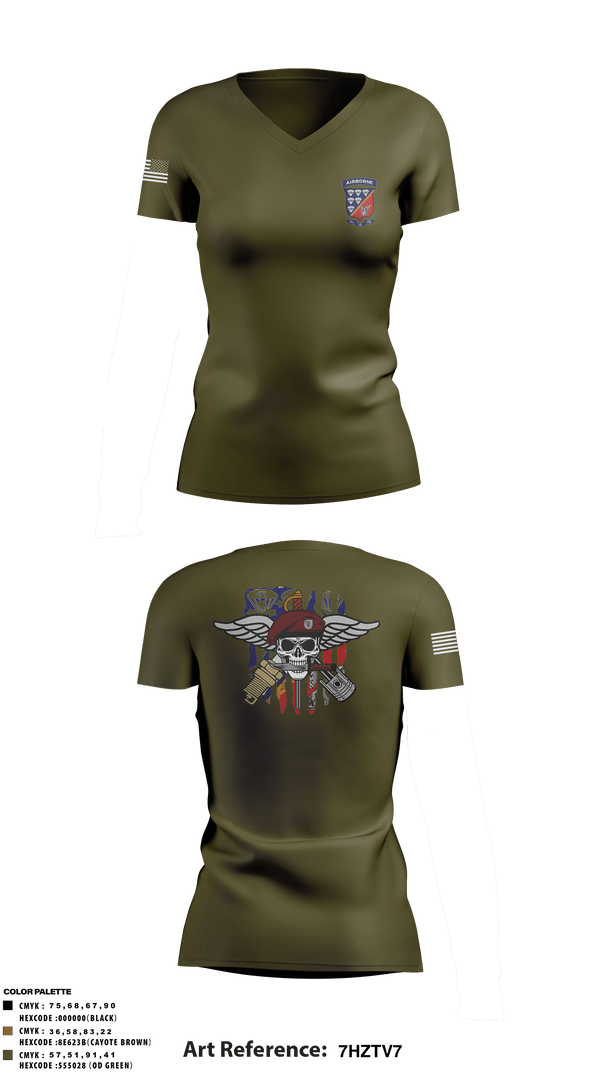Women's Short Sleeve Vneck Shirt, 647 Quartermaster Company, Army, Teamtime, Team time, sublimation, custom sports apparel, team uniforms, spirit wear, spiritwear, sports uniforms, custom shirts, team store, custom team store, fundraiser sports, apparel fundraiser