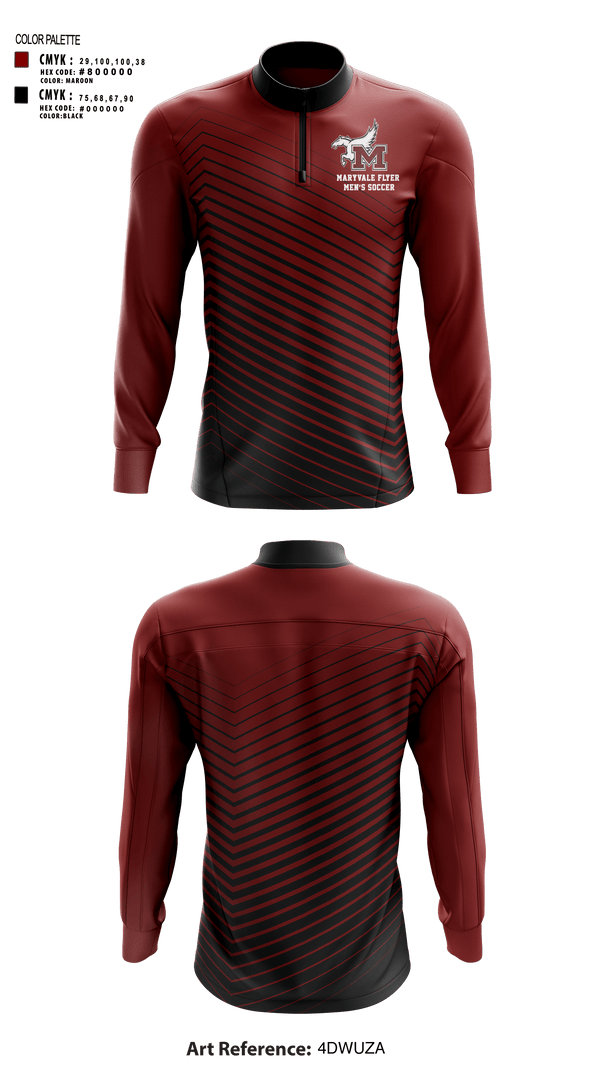 Quarter Zip Jacket, Maryvale flyer, Men's Soccer, Teamtime, Team time, sublimation, custom sports apparel, team uniforms, spirit wear, spiritwear, sports uniforms, custom shirts, team store, custom team store, fundraiser sports, apparel fundraiser
