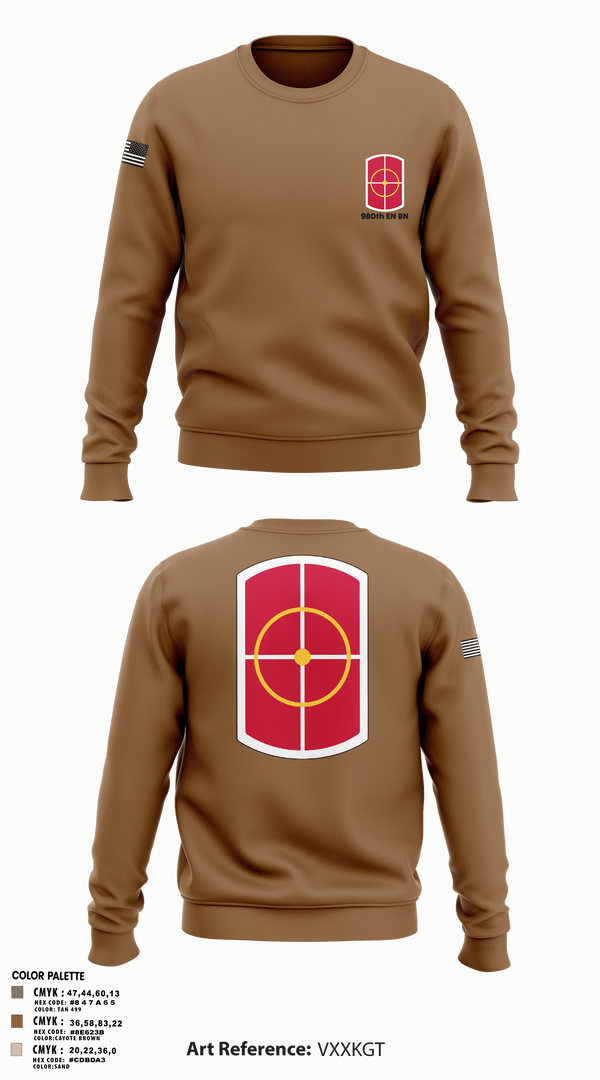 Crew Neck Sweatshirt, 980th EN BN, Army, Teamtime, Team time, sublimation, custom sports apparel, team uniforms, spirit wear, spiritwear, sports uniforms, custom shirts, team store, custom team store, fundraiser sports, apparel fundraiser