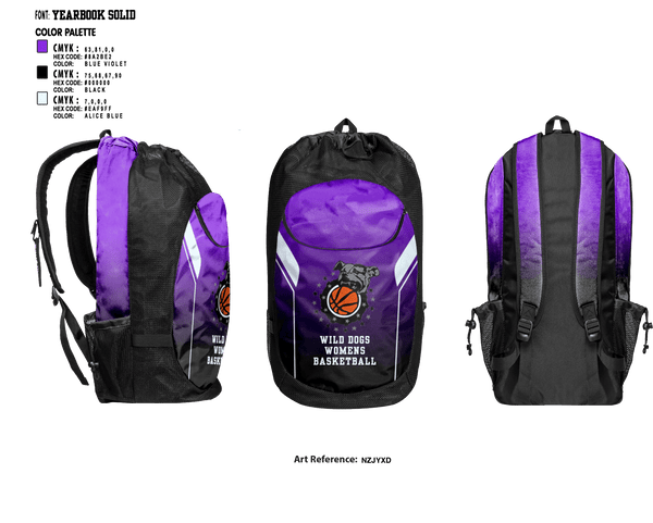 Gear Bag, wild dogs, Women's Basketball, Teamtime, Team time, sublimation, custom sports apparel, team uniforms, spirit wear, spiritwear, sports uniforms, custom shirts, team store, custom team store, fundraiser sports, apparel fundraiser