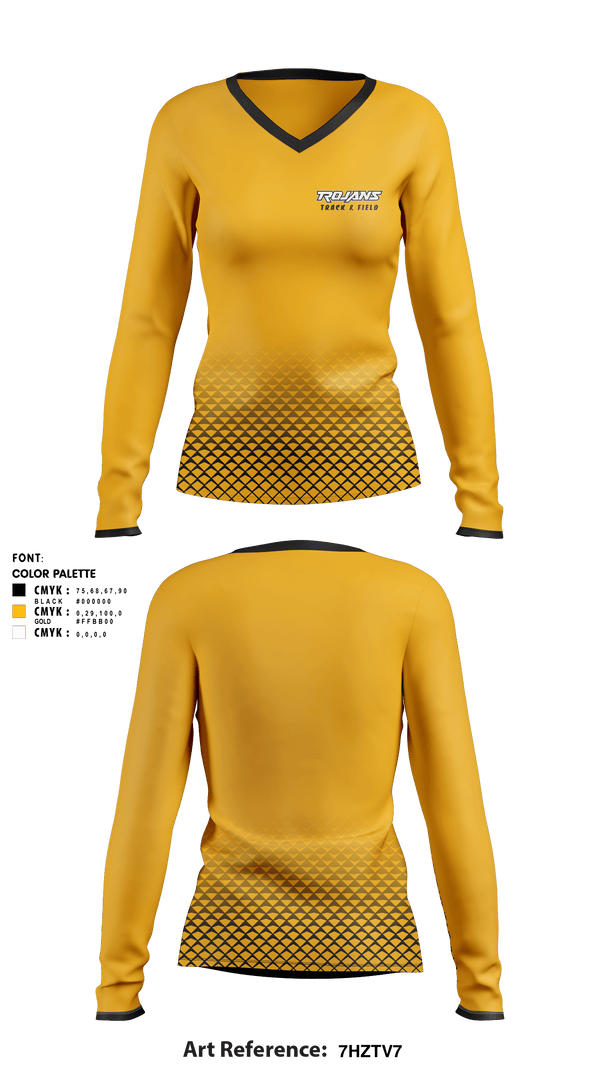 Women's Long Sleeve Vneck Shirt, Trojans, Track & Field, Teamtime, Team time, sublimation, custom sports apparel, team uniforms, spirit wear, spiritwear, sports uniforms, custom shirts, team store, custom team store, fundraiser sports, apparel fundraiser