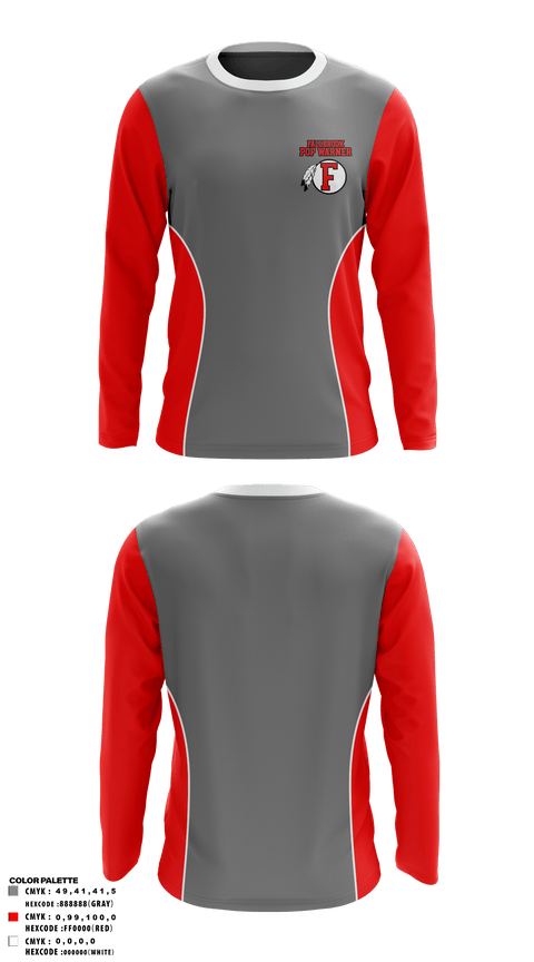 Long Sleeve Performance Shirt, Fallbrook Pop Warner Football League, Football, Teamtime, Team time, sublimation, custom sports apparel, team uniforms, spirit wear, spiritwear, sports uniforms, custom shirts, team store, custom team store, fundraiser sports, apparel fundraiser
