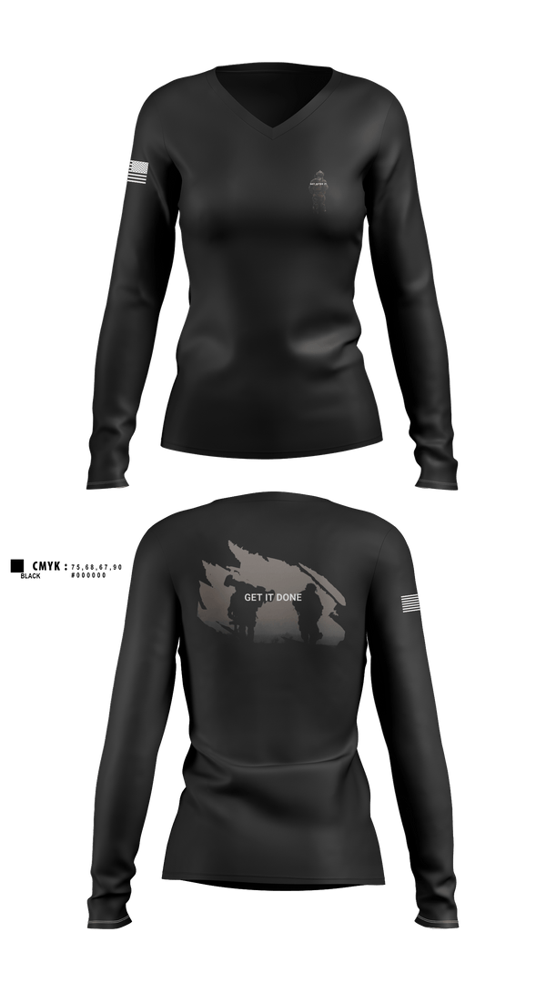 Women's Long Sleeve Vneck Shirt, ghost, Army, Teamtime, Team time, sublimation, custom sports apparel, team uniforms, spirit wear, spiritwear, sports uniforms, custom shirts, team store, custom team store, fundraiser sports, apparel fundraiser