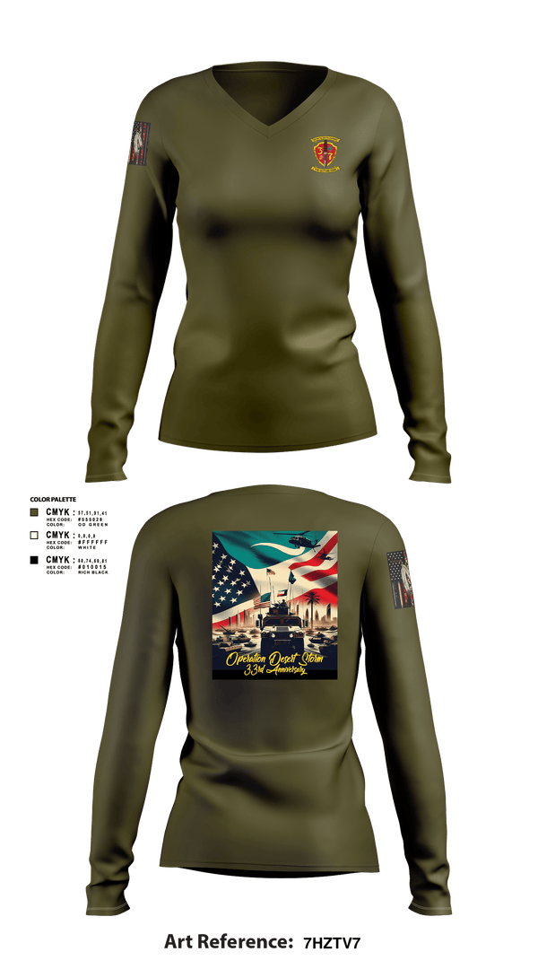 Women's Long Sleeve Vneck Shirt, 3/7 India Co. Wpns Plt, Marines, Teamtime, Team time, sublimation, custom sports apparel, team uniforms, spirit wear, spiritwear, sports uniforms, custom shirts, team store, custom team store, fundraiser sports, apparel fundraiser
