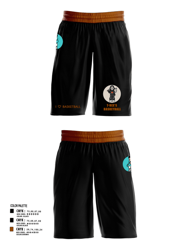 Mens Basketball Shorts, T-Rex’s, Men's Basketball, Teamtime, Team time, sublimation, custom sports apparel, team uniforms, spirit wear, spiritwear, sports uniforms, custom shirts, team store, custom team store, fundraiser sports, apparel fundraiser