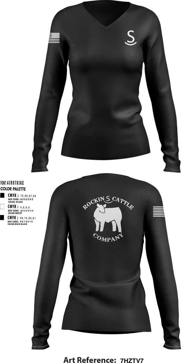 Women's Long Sleeve Vneck Shirt, Rockin S cattle Co.Rockin S cattle Co., , Teamtime, Team time, sublimation, custom sports apparel, team uniforms, spirit wear, spiritwear, sports uniforms, custom shirts, team store, custom team store, fundraiser sports, apparel fundraiser
