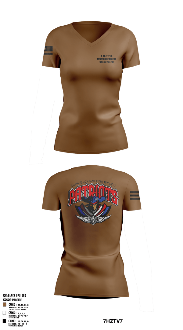 Women's Short Sleeve Vneck Shirt, C Co. 2-210 Aviation Regiment (Structures), , Teamtime, Team time, sublimation, custom sports apparel, team uniforms, spirit wear, spiritwear, sports uniforms, custom shirts, team store, custom team store, fundraiser sports, apparel fundraiser