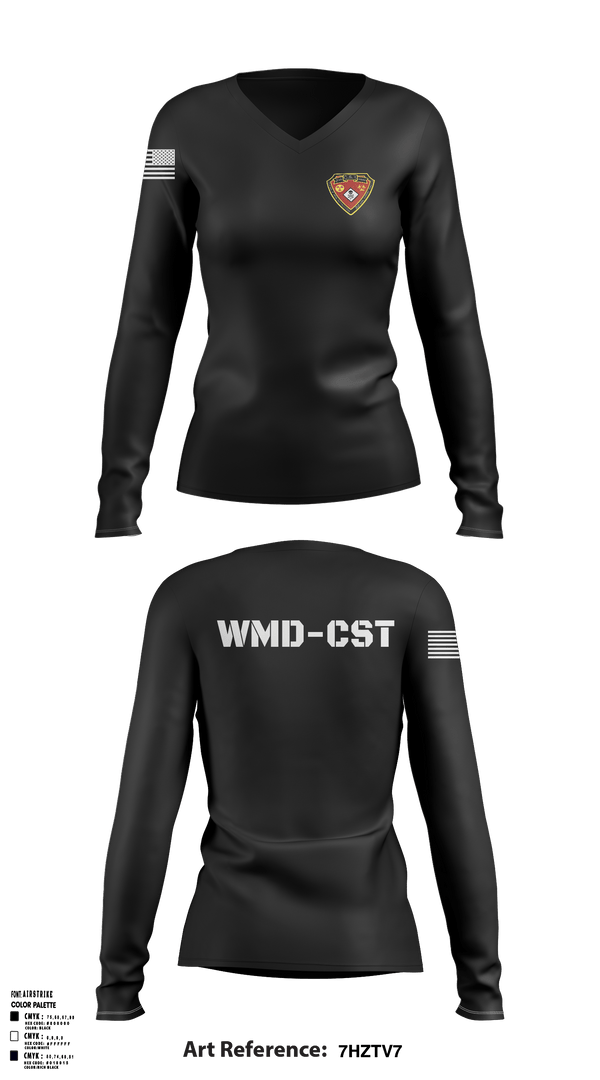 Women's Long Sleeve Vneck Shirt, 2nd WMD CST, Army, Teamtime, Team time, sublimation, custom sports apparel, team uniforms, spirit wear, spiritwear, sports uniforms, custom shirts, team store, custom team store, fundraiser sports, apparel fundraiser