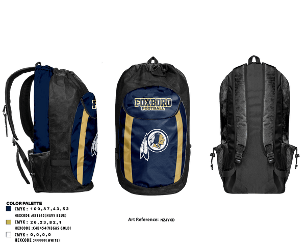 Gear Bag, Foxboro Youth Football And Cheerleading, Football, Teamtime, Team time, sublimation, custom sports apparel, team uniforms, spirit wear, spiritwear, sports uniforms, custom shirts, team store, custom team store, fundraiser sports, apparel fundraiser
