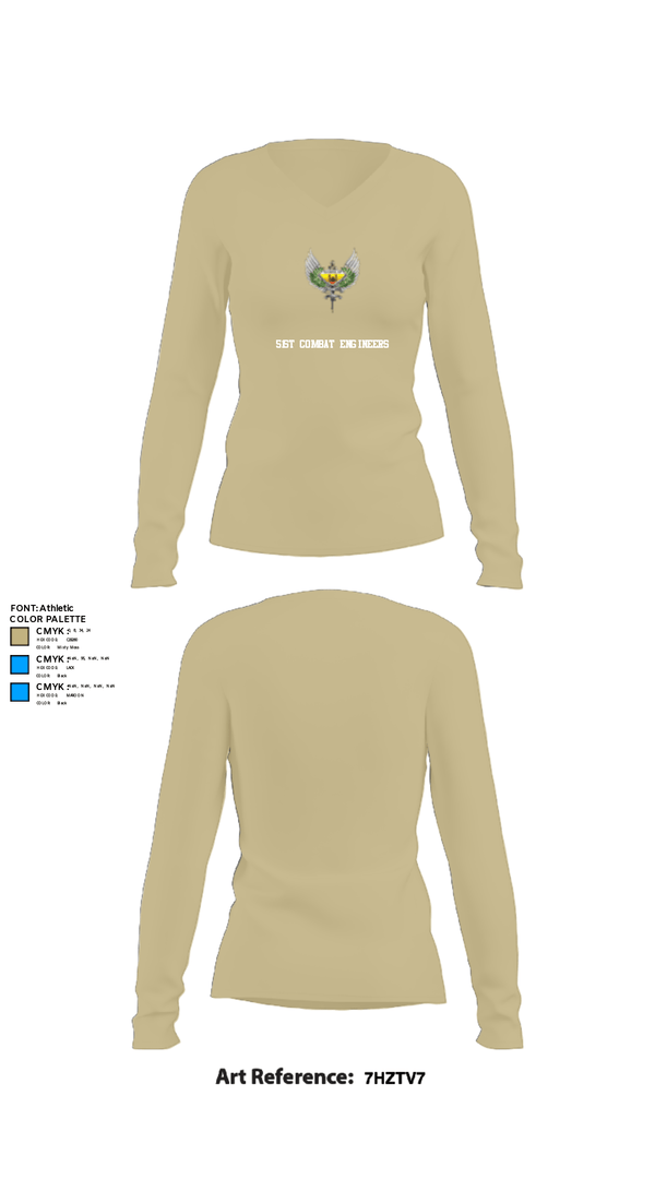 Women's Long Sleeve Vneck Shirt, 51st Combat Engineers, Army, Teamtime, Team time, sublimation, custom sports apparel, team uniforms, spirit wear, spiritwear, sports uniforms, custom shirts, team store, custom team store, fundraiser sports, apparel fundraiser