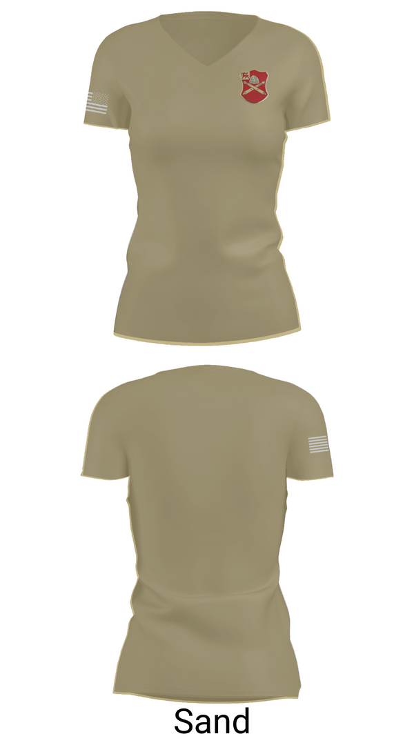 Women's Short Sleeve Vneck Shirt, Bravo Battery, 6th Battalion, 10th Field Artillery, , Teamtime, Team time, sublimation, custom sports apparel, team uniforms, spirit wear, spiritwear, sports uniforms, custom shirts, team store, custom team store, fundraiser sports, apparel fundraiser