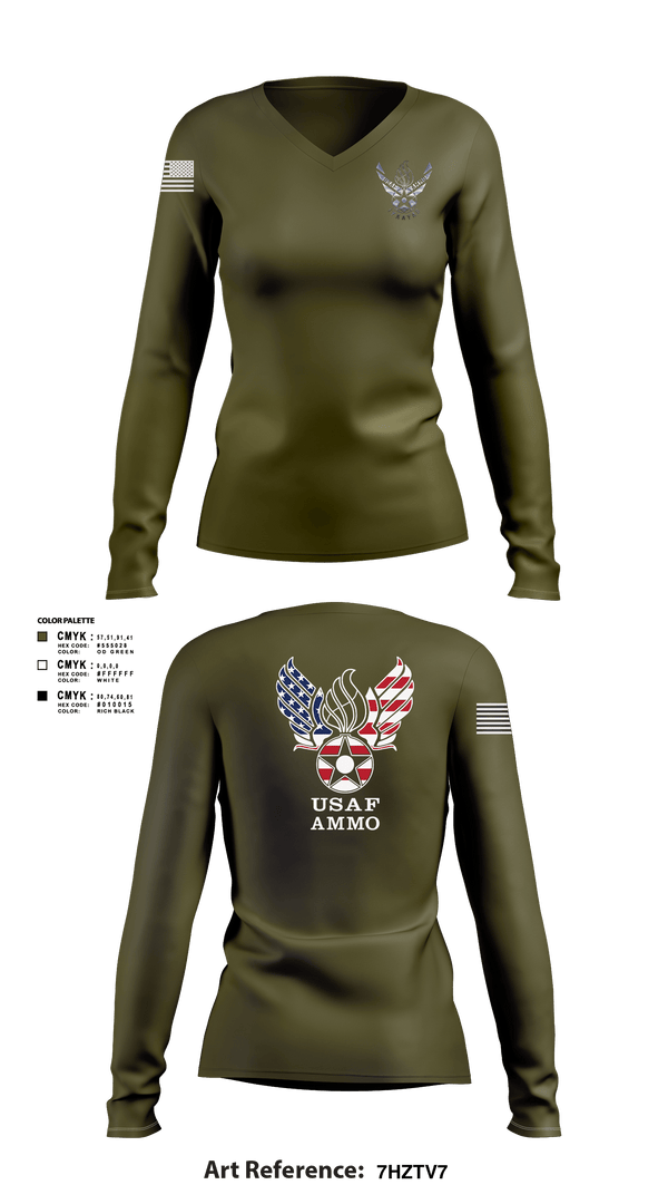Women's Long Sleeve Vneck Shirt, 7th Munitions Sq, Air Force, Teamtime, Team time, sublimation, custom sports apparel, team uniforms, spirit wear, spiritwear, sports uniforms, custom shirts, team store, custom team store, fundraiser sports, apparel fundraiser