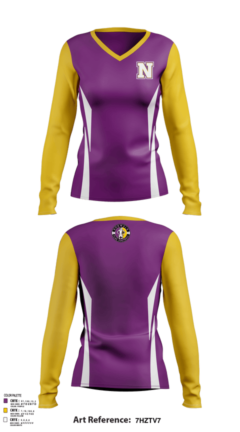 Women's Long Sleeve Vneck Shirt, Norwalk Girls Flag Football, Football, Teamtime, Team time, sublimation, custom sports apparel, team uniforms, spirit wear, spiritwear, sports uniforms, custom shirts, team store, custom team store, fundraiser sports, apparel fundraiser