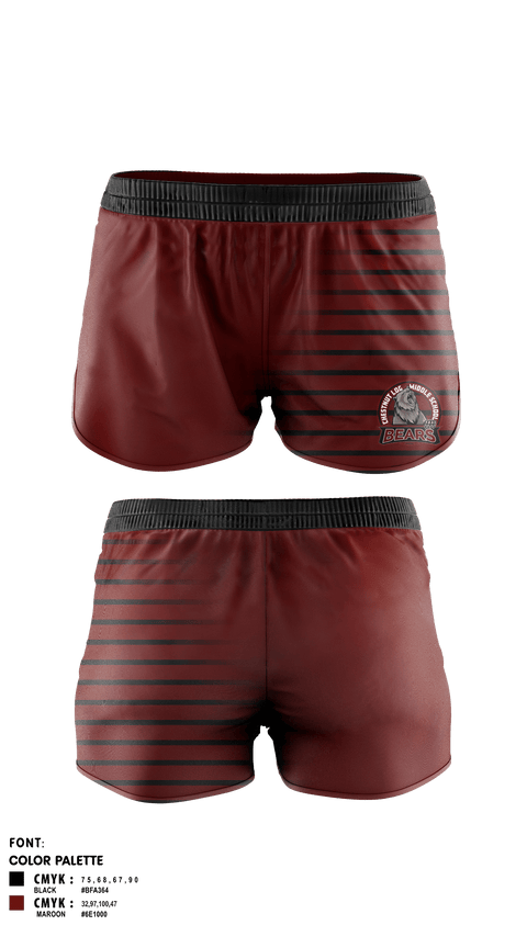 Women's Shorts, Chestnut Log Middle School, , Teamtime, Team time, sublimation, custom sports apparel, team uniforms, spirit wear, spiritwear, sports uniforms, custom shirts, team store, custom team store, fundraiser sports, apparel fundraiser