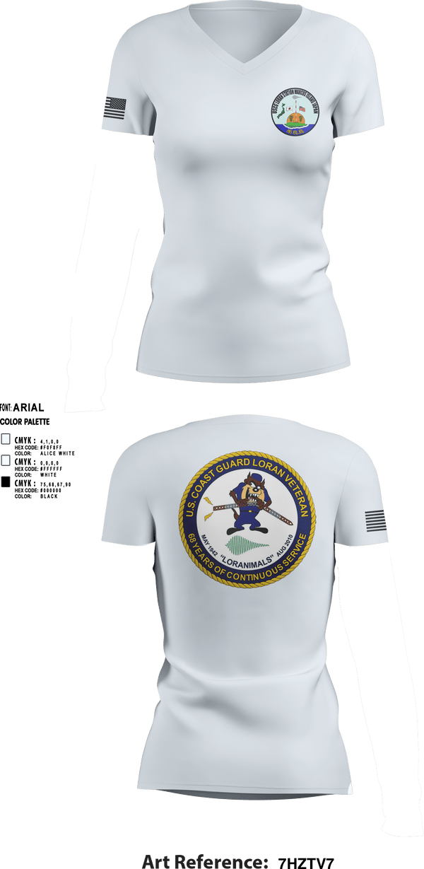 Women's Short Sleeve Vneck Shirt, Marcus Island Loran Station, Coast Guard, Teamtime, Team time, sublimation, custom sports apparel, team uniforms, spirit wear, spiritwear, sports uniforms, custom shirts, team store, custom team store, fundraiser sports, apparel fundraiser
