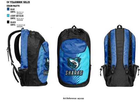 Gear Bag, Sharks, Men's Basketball, Teamtime, Team time, sublimation, custom sports apparel, team uniforms, spirit wear, spiritwear, sports uniforms, custom shirts, team store, custom team store, fundraiser sports, apparel fundraiser