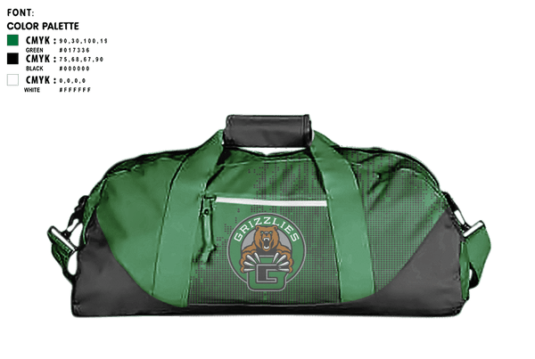 Duffle Bag, Grizzlies, Women's Soccer, Teamtime, Team time, sublimation, custom sports apparel, team uniforms, spirit wear, spiritwear, sports uniforms, custom shirts, team store, custom team store, fundraiser sports, apparel fundraiser