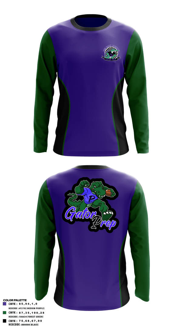 Long Sleeve Performance Shirt, Gator Prep, Football, Teamtime, Team time, sublimation, custom sports apparel, team uniforms, spirit wear, spiritwear, sports uniforms, custom shirts, team store, custom team store, fundraiser sports, apparel fundraiser