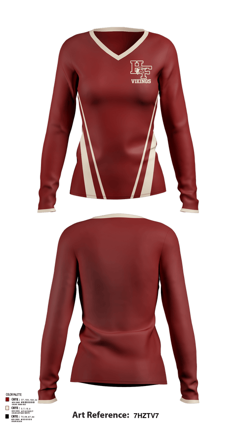 Women's Long Sleeve Vneck Shirt, Vikings, Cheer, Teamtime, Team time, sublimation, custom sports apparel, team uniforms, spirit wear, spiritwear, sports uniforms, custom shirts, team store, custom team store, fundraiser sports, apparel fundraiser