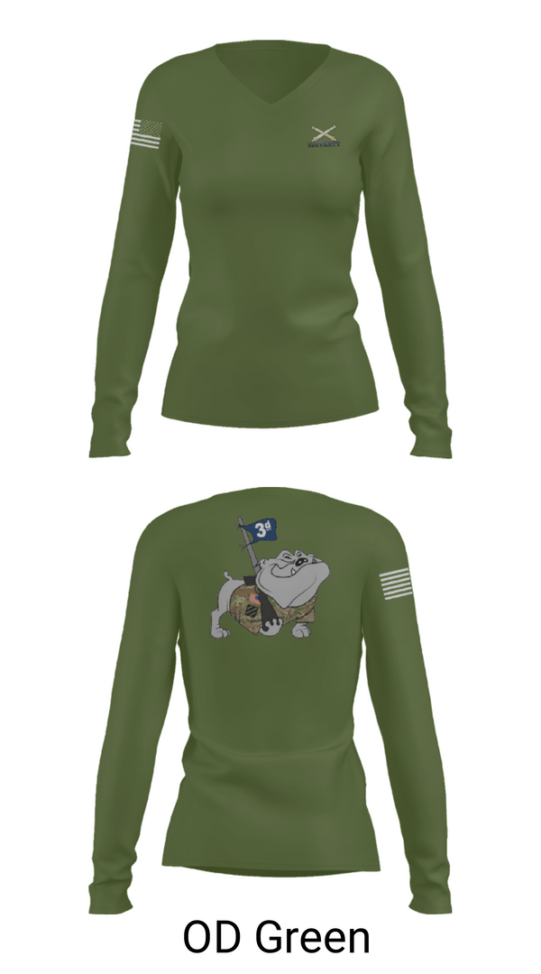 Women's Long Sleeve Vneck Shirt, 3ID divarty, Army, Teamtime, Team time, sublimation, custom sports apparel, team uniforms, spirit wear, spiritwear, sports uniforms, custom shirts, team store, custom team store, fundraiser sports, apparel fundraiser