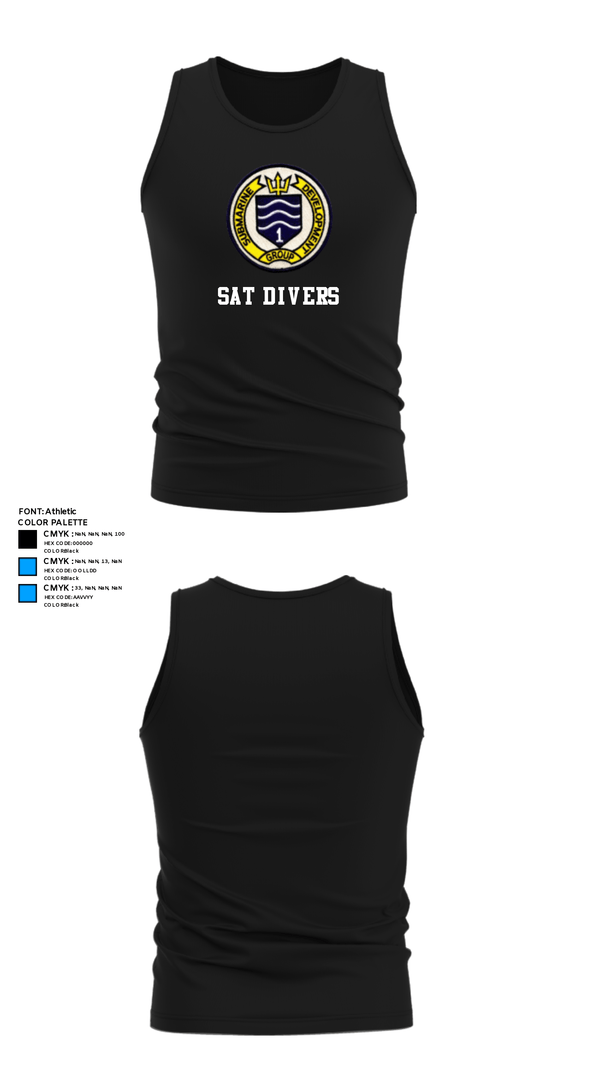 Tank Top, SAT DIVERS, Navy, Teamtime, Team time, sublimation, custom sports apparel, team uniforms, spirit wear, spiritwear, sports uniforms, custom shirts, team store, custom team store, fundraiser sports, apparel fundraiser