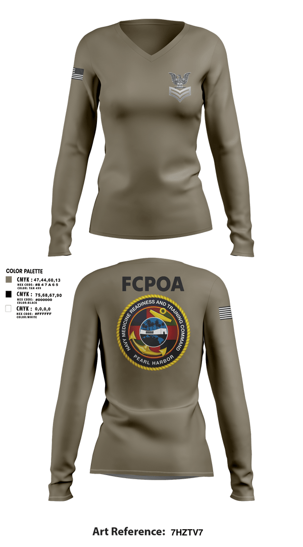 Women's Long Sleeve Vneck Shirt, NMRTC-PH FCPOA, Navy, Teamtime, Team time, sublimation, custom sports apparel, team uniforms, spirit wear, spiritwear, sports uniforms, custom shirts, team store, custom team store, fundraiser sports, apparel fundraiser