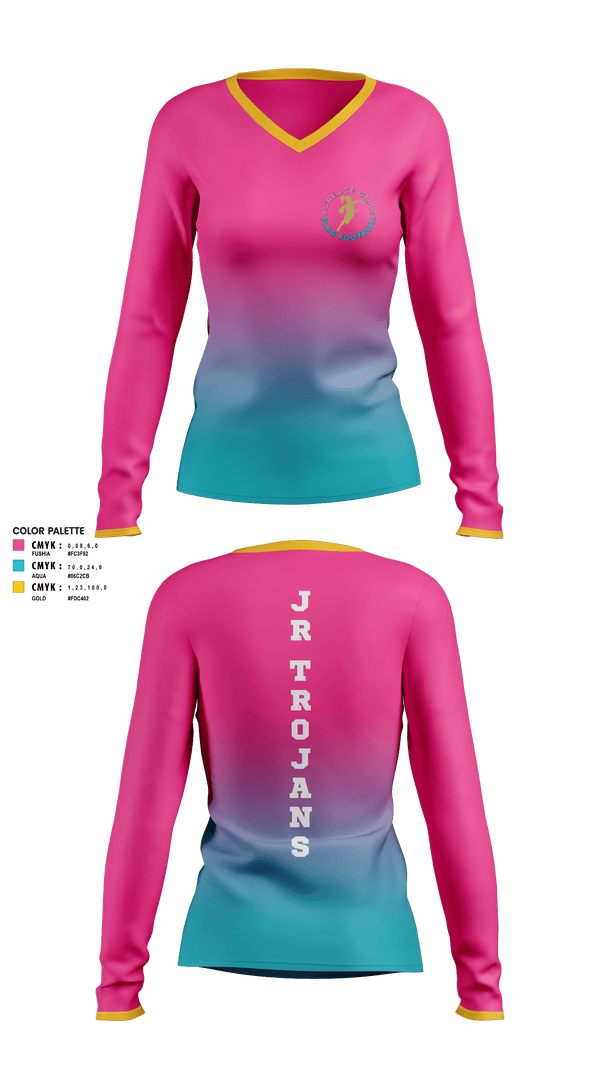 Women's Long Sleeve Vneck Shirt, Acreage Girls Flag Football, Football, Teamtime, Team time, sublimation, custom sports apparel, team uniforms, spirit wear, spiritwear, sports uniforms, custom shirts, team store, custom team store, fundraiser sports, apparel fundraiser