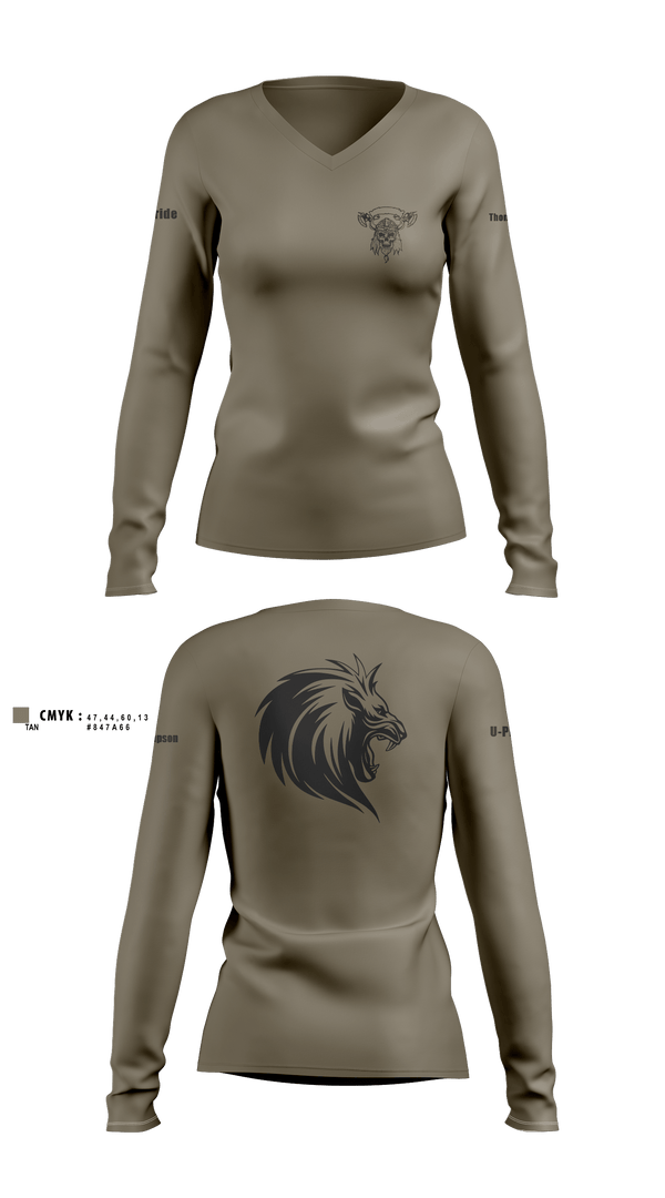 Women's Long Sleeve Vneck Shirt, U Pride, Army, Teamtime, Team time, sublimation, custom sports apparel, team uniforms, spirit wear, spiritwear, sports uniforms, custom shirts, team store, custom team store, fundraiser sports, apparel fundraiser