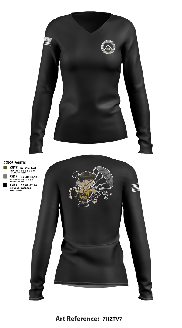Women's Long Sleeve Vneck Shirt, 3rd Platoon, CCo, 1-508th PIR, , Teamtime, Team time, sublimation, custom sports apparel, team uniforms, spirit wear, spiritwear, sports uniforms, custom shirts, team store, custom team store, fundraiser sports, apparel fundraiser