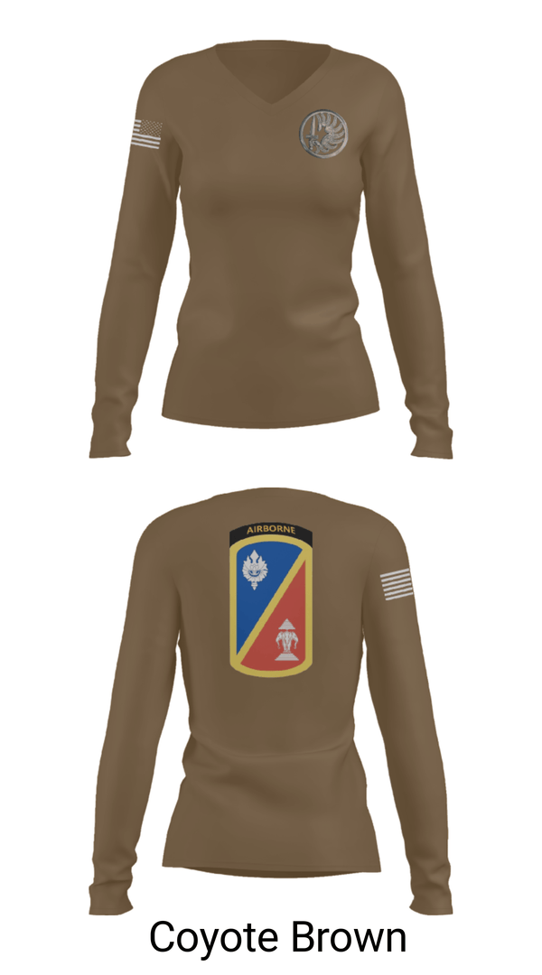 Women's Long Sleeve Vneck Shirt, 1st Det. Royal Lao Airborne, Army, Teamtime, Team time, sublimation, custom sports apparel, team uniforms, spirit wear, spiritwear, sports uniforms, custom shirts, team store, custom team store, fundraiser sports, apparel fundraiser